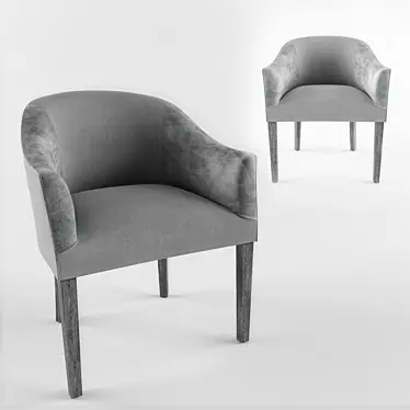 Velvet Arm Chair Boston with Wood Base 3D model image 1 