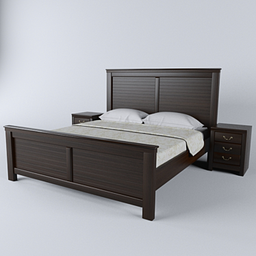 Quinden Panel Bed Set 3D model image 1 