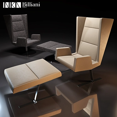 Elegant Steel Armchairs by Billiani 3D model image 1 