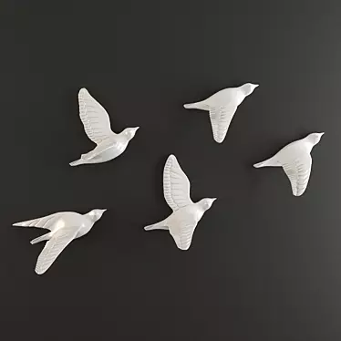 Porcelain Birds Wall Decor 3D model image 1 