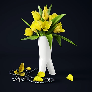 Vibrant Yellow Tulip Bouquet 3D model image 1 