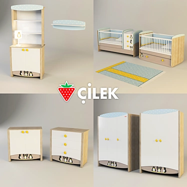 Cilek Blue Peny Children's Furniture Set 3D model image 1 