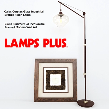 Industrial Bronze Floor Lamp & Modern Wall Art Set 3D model image 1 