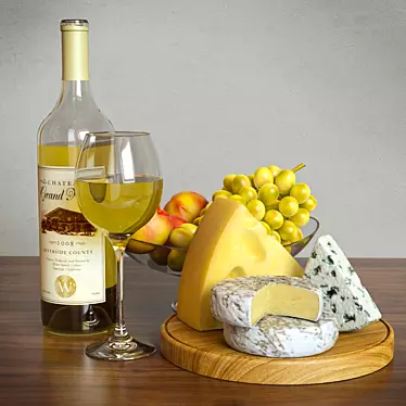 Elegant Wine & Cheese Ensemble 3D model image 1 