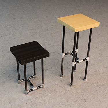 Industrial-style Stool: Functional & Stylish 3D model image 1 