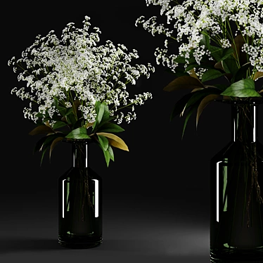 Elegant Gypsophila & Magnolia Bottle 3D model image 1 