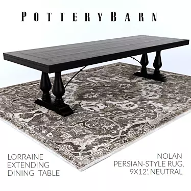 Pottery Barn LORRAINE DINING TABLE / NOLAN PERSIAN-STYLE RUG