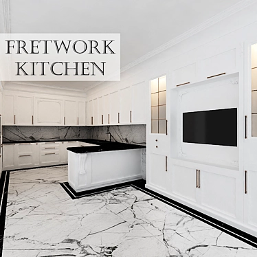 Classic Fretwork Kitchen: Customizable Elegance 3D model image 1 