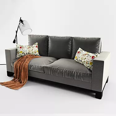 Sleek Suede Sofa Set 3D model image 1 