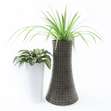  Greenery Duo: Two Plants in Stylish Vases 3D model image 1 