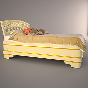 Elegant Italian Carved Bed 3D model image 1 