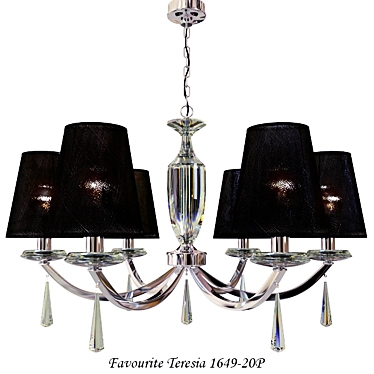 Elegant Crystal Chandelier with Black Fabric Shade 3D model image 1 