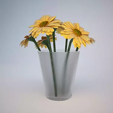 Blooming Gerbera in a Cup 3D model image 1 