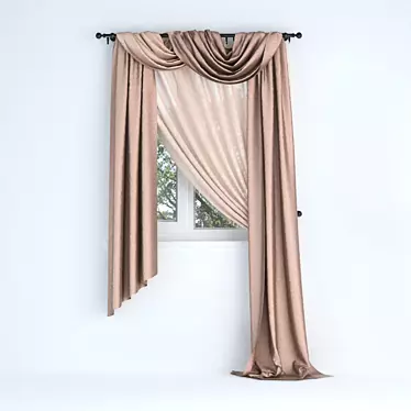 Elegant Satin Curtain – 3D Model 3D model image 1 