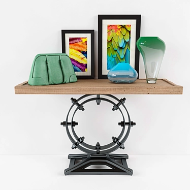 Industrial Ring Console with Decor 3D model image 1 