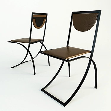 SINU Chair: Modern Metal Frame, Leather Upholstery 3D model image 1 