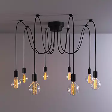 Stylish Pendant Chandelier with Hanging Wires 3D model image 1 