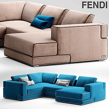 Luxurious Sloane Sofa by Fendi Casa 3D model image 1 