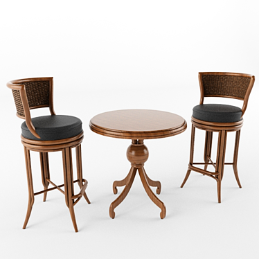 Elegant Rattan Chairs: Handcrafted Perfection 3D model image 1 