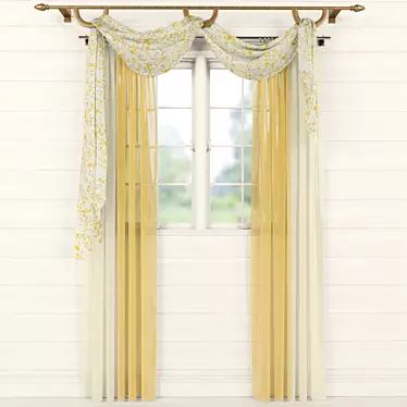 Luxury Window Curtain Set 3D model image 1 