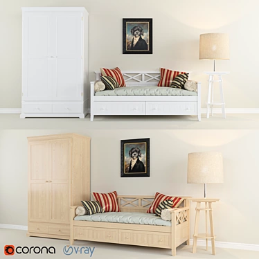 Modern Furniture Set with Art Included 3D model image 1 