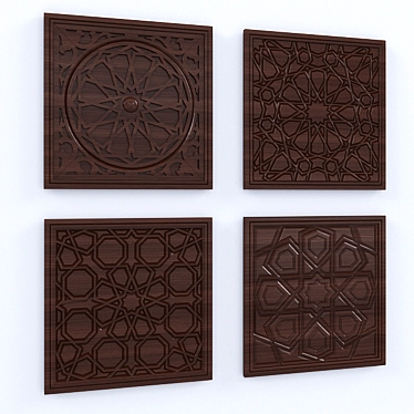 Oriental Wood Panels: Exquisite Art 3D model image 1 