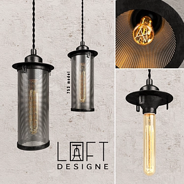 Metal Hanging Lamp - Model 753 3D model image 1 