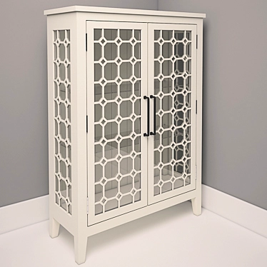 Elegant White Wood Sideboard 3D model image 1 