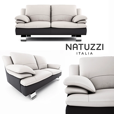 Natuzzi Black and White Leather Sofa 3D model image 1 