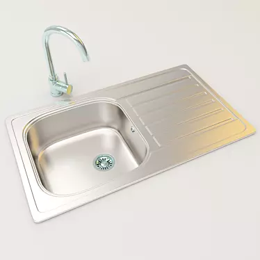 Sleek Stainless Steel Sink 3D model image 1 