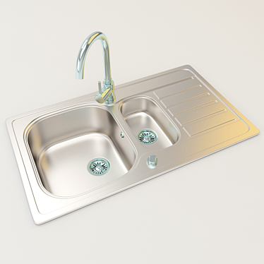 Stainless Steel Sink: Versatile & Durable 3D model image 1 