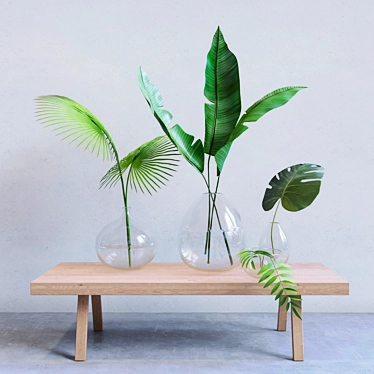 Tropical Palm Branch Vase 3D model image 1 