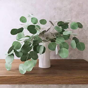 Elegant Silver Eucalyptus Leaves 3D model image 1 