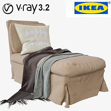 Ikea Ektorp Chaise Lounge - No Armrest: Stylish and Comfortable 3D model image 1 