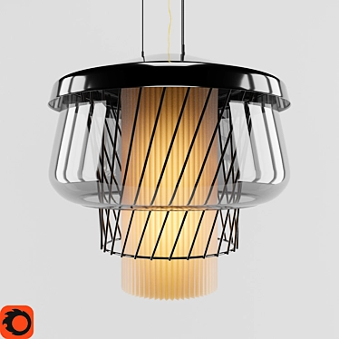 Sculptural Steel and Glass Lamp 3D model image 1 