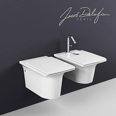 Jacob Delafon Stillness Wall-Hung WC & Bidet Set 3D model image 1 