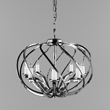 Industrial Metal Sphere Chandelier 3D model image 1 