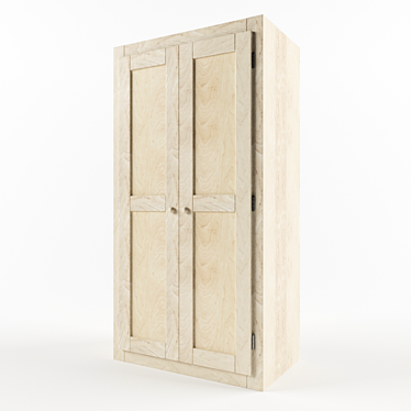 Light Wood Wardrobe 3D model image 1 