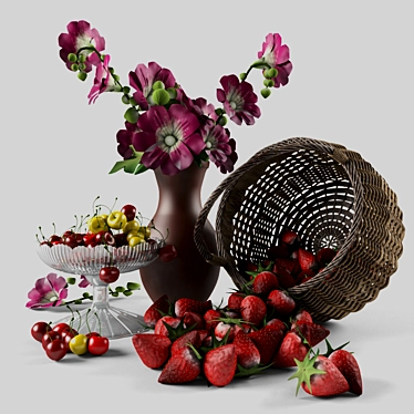 Summer Bliss: Fresh Berry Harvest 3D model image 1 