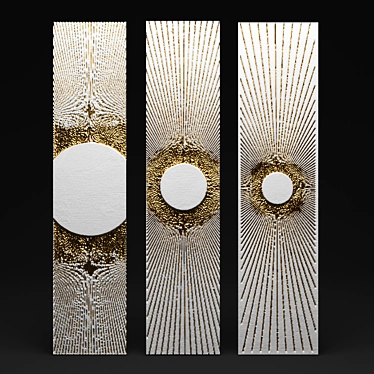 Luxury 3D Panel: White & Gold Wall Decor 3D model image 1 