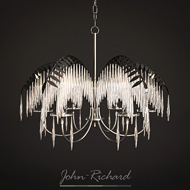 Elegant Brushed Nickel Chandelier with Clear Crystals 3D model image 1 