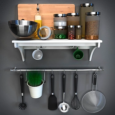 Modern Kitchen Essentials Set 3D model image 1 