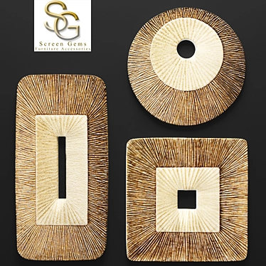 Elegant Ribbed Wall Art Set 3D model image 1 