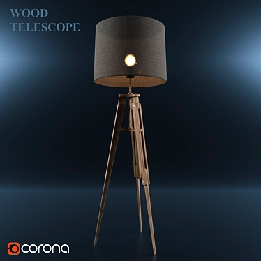 Wooden Telescope Floor Lamp | Height: 158cm 3D model image 1 