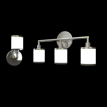 Chrome Vanity Light with Multiple Shades 3D model image 1 