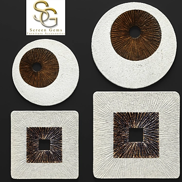 Geometric Harmony: Square Encaved, Round Ribbed Wall Art 3D model image 1 