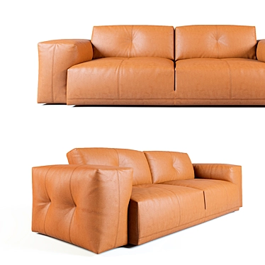 Modern Bergen Sofa in Beige and Black Leather 3D model image 1 