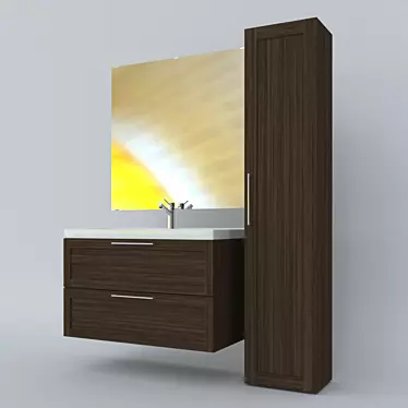 Modern Bathroom Furniture Set with Mirror 3D model image 1 