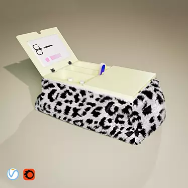 Luxurious Fur Cosmetic Bags Set 3D model image 1 