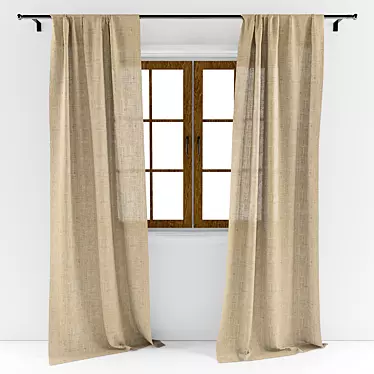 Window Curtains - Elegant and Versatile 3D model image 1 